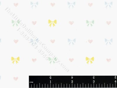 (image for) Bows and Hearts Miniature Wallpaper for Dollhouses