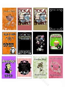 (image for) Miniature Sidewalk Signs and Posters Kit for Dollhouses