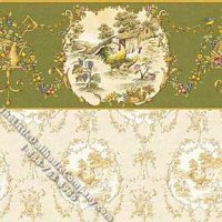 (image for) Dollhouse Scale Model Wallpaper Chicken Toile Pattern