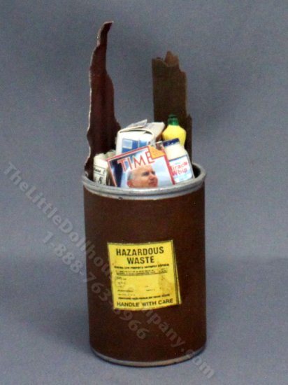 (image for) Miniature Hazardous Waste Garbage Can for Dollhouses