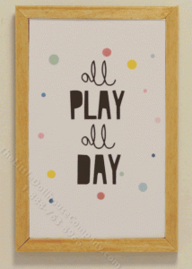 (image for) Miniature 'All Play All Day' Rectangular Framed Print on Wood
