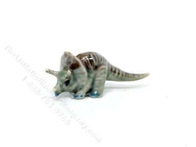 (image for) Miniature Ceramic Triceratops Figurine for Dollhouses