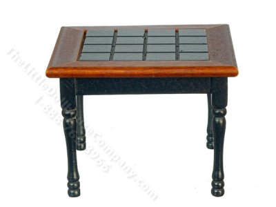 (image for) Miniature Black and Walnut Kitchen Table with Tile Inlay