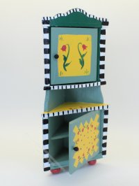 (image for) Eye Candy Corner Hutch, Green & Yellow Tulip Theme