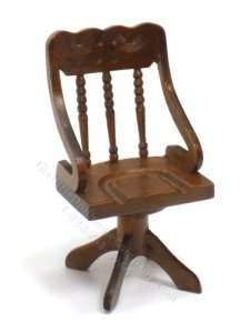 (image for) Miniature Walnut Desk Chair for Dollhouses