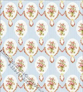 (image for) Sara Blue Pattern Miniature Wallpaper for Dollhouses
