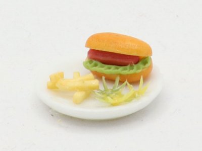 (image for) Miniature Hotdog & Fries Platter for Dollhouses