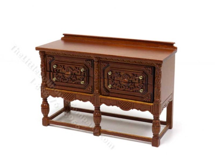 (image for) Miniature Replica c1870 Walnut Gothic Chest for Dollhouses