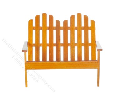 (image for) Miniature Walnut Two Seat Adirondack Bench for Dollhouses