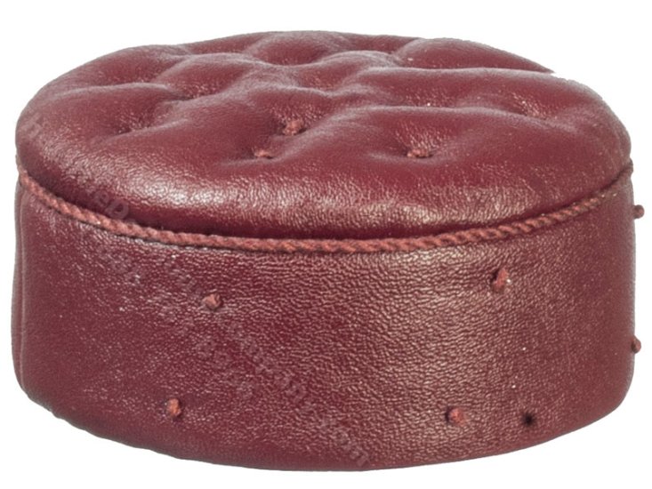 (image for) Miniature Tufted Red Leather Ottoman
