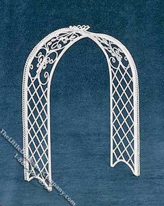 (image for) Dollhouse Scale Model White Wire Arch Trellis
