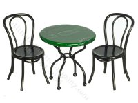 (image for) Miniature Black and Green Marble Cafe/Patio Set for Dollhouses