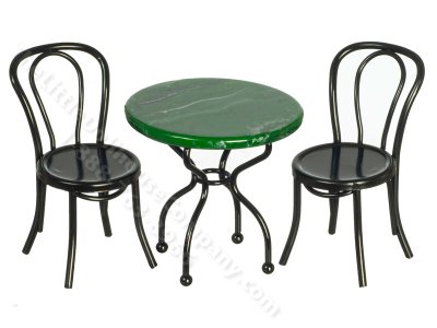 (image for) Miniature Black and Green Marble Cafe/Patio Set for Dollhouses
