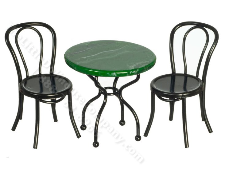 (image for) Miniature Black and Green Marble Cafe/Patio Set for Dollhouses