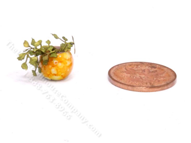 (image for) Handmade Miniature 1/4 Scale Pale Ivy Plant in Yellow Vase