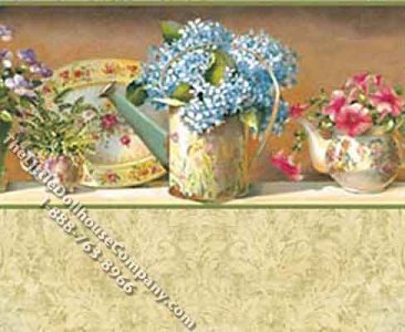 (image for) Miniature Garden Tea Damask Wallpaper for Dollhouses