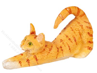 (image for) Miniature Stretching Orange Cat for Dollhouses