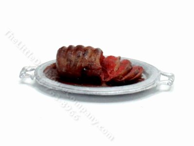 (image for) Miniature Roast Beef au Jus on a Platter for Dollhouses