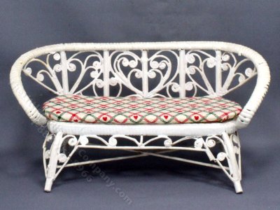(image for) Vintage Miniature Wicker Couch for Dollhouses