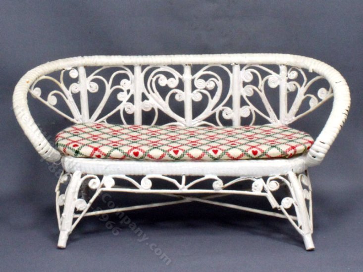 (image for) Vintage Miniature Wicker Couch for Dollhouses