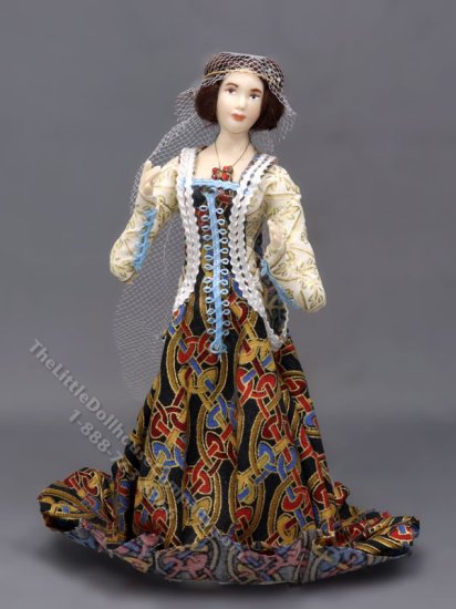 (image for) Miniature Handcrafted Vintage Medieval Woman with Celtic Knot Dress