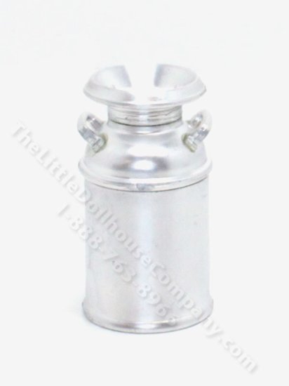(image for) Dollhouse Scale Model Painted Silver Milk Can