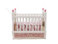 (image for) Miniature Crib with Pink Checkered Bedding