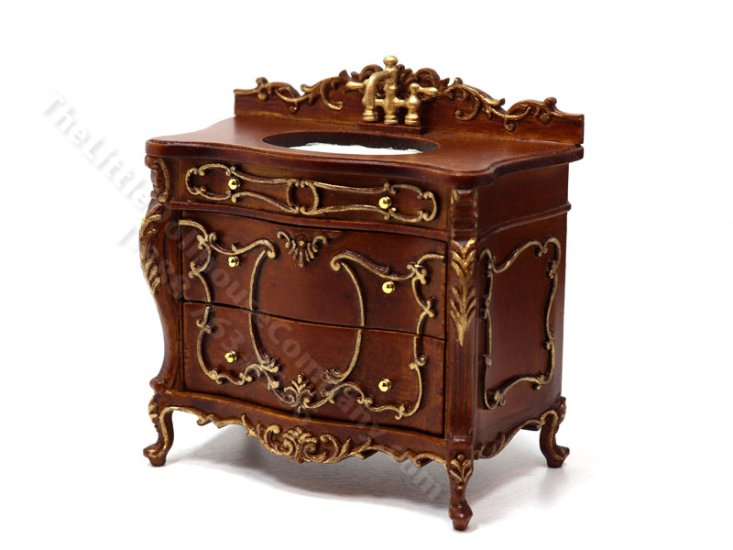 (image for) Miniature Sink Hand Painted Baroque Style - Walnut