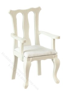 (image for) Miniature Queen Anne Armchair for Dollhouses - White