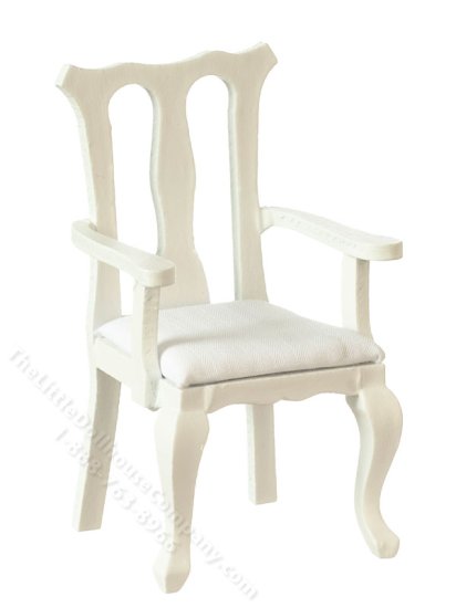 (image for) Miniature Queen Anne Armchair for Dollhouses - White