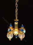 (image for) 1:48 Scale Miniature 3V Four Arm Downward Globe Chandelier for Dollhouses - Blue