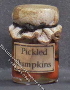 (image for) Dollhouse Scale Model Homemade Pickled Pumpkin in Wax Sealed Jar