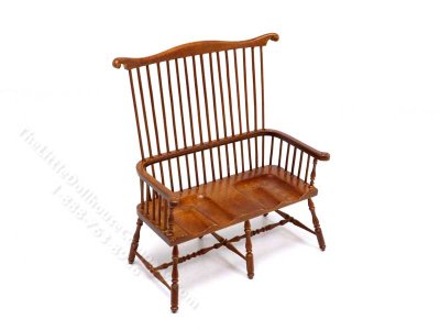 (image for) Miniature Country Style Windsor Walnut Settee for Dollhouses