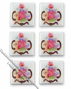 (image for) Dresden Rose Tile for Decorating Reutter Fireplace for Dollhouse