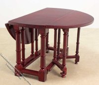 (image for) Miniature Folding Mahogany Round Dining Table for Dollhouses