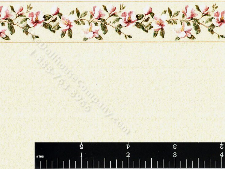 (image for) Magnolia Cream Pattern Miniature Wallpaper for Dollhouses