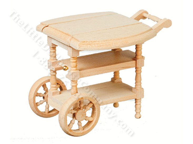 (image for) Miniature Unfinished Tea Cart for Dollhouses