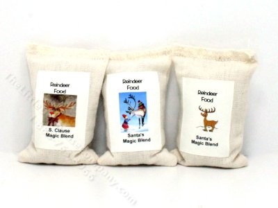 (image for) Miniature Handmade Set of 3 Reindeer Feed Sacks