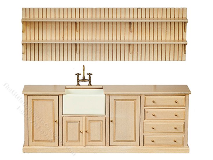 (image for) Miniature Whitewash Kitchen for Dollhouses