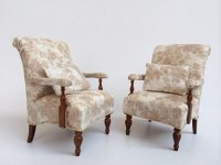 (image for) Miniature Beige Oxford Easy Chair c1850 for Dollhouses