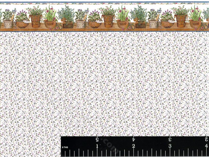 (image for) Dollhouse Scale Model Wallpaper - Purple Vine w/ Pot Border
