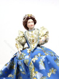 (image for) Miniature Handcrafted Vintage Rococo Lady in Blue and Gold