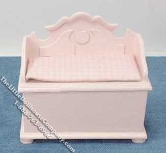 (image for) Miniature Pink Toy Chest with Pink Seat for Dollhouses