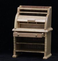 (image for) Dollhouse Miniature Roll Top Desk - Pine