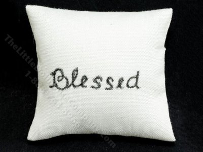 (image for) Miniature "Blessed" Pillow for Dollhouses
