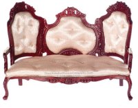 (image for) Miniature Mahogany Rose Rococo Sofa For Dollhouses