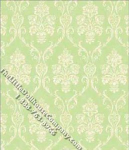 (image for) Dollhouse Scale Model Wallpaper Ivory on Green Camilla Damask