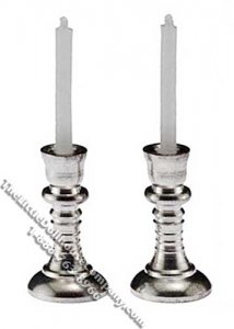 (image for) Dollhouse Scale Model Pair of Chrome Candlesticks