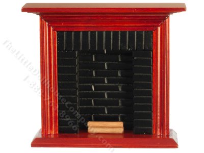 (image for) Miniature Brick and Mahogany Fireplace for Dollhouses