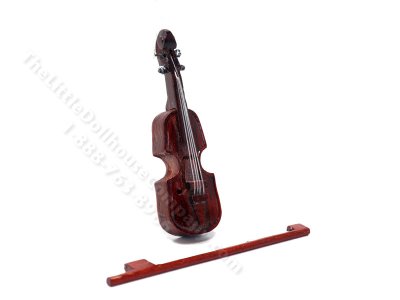 (image for) Vintage As Is Miniature Violin and Bow for Dollhouses